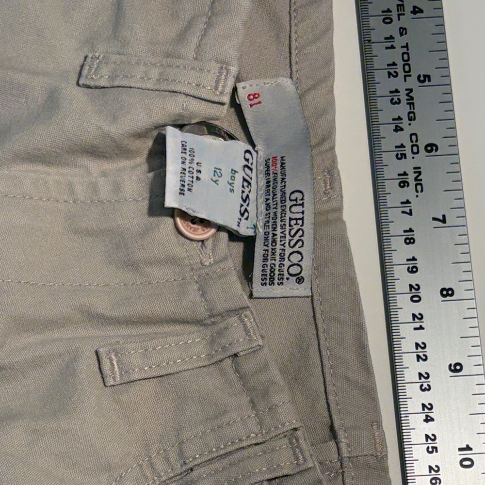 GUESS Boys Light Gray Trousers Size 12 Y with zipper pockets